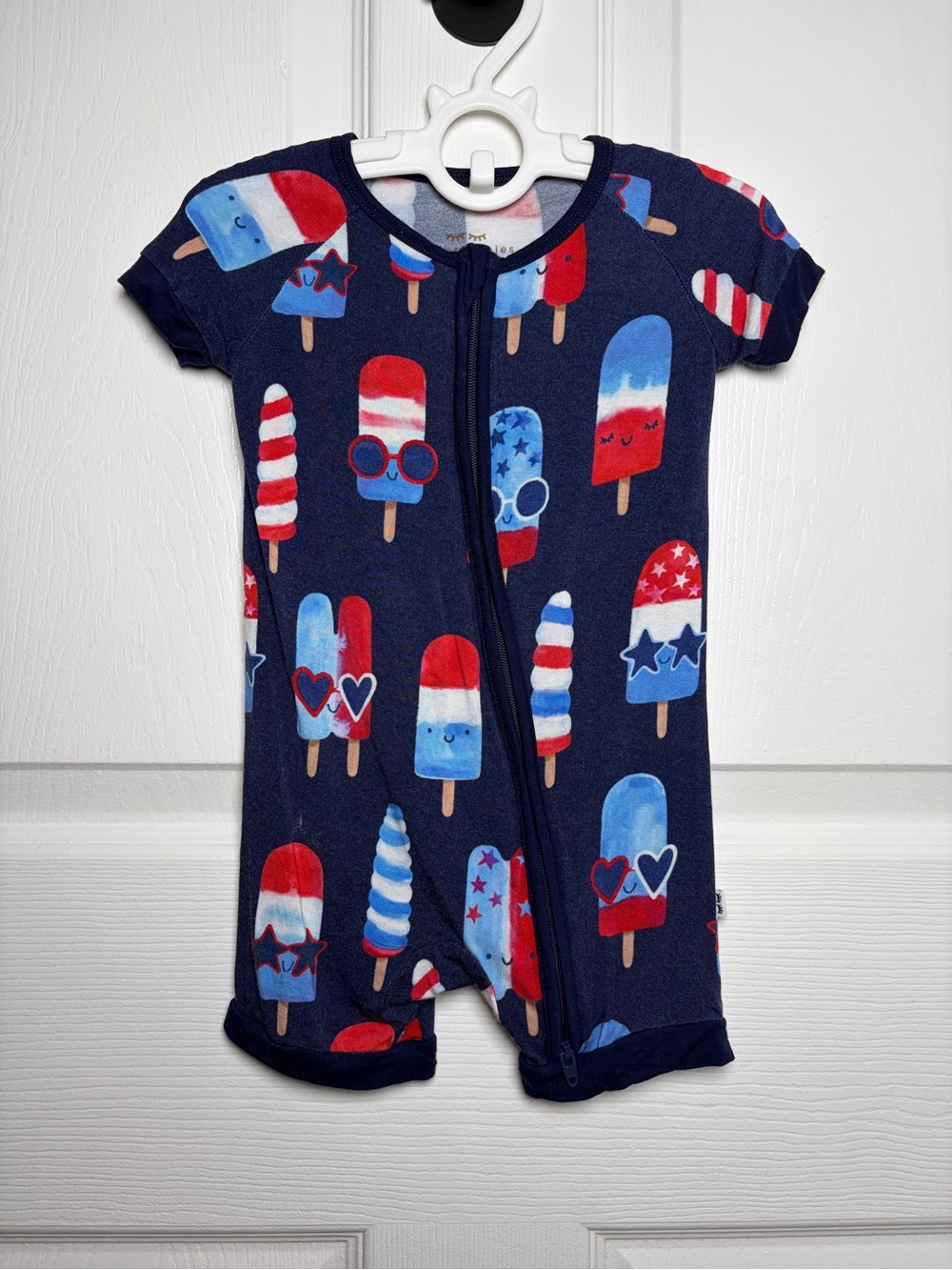 Little Sleepies Navy One-Piece with Red & Blue Popsicle Print
